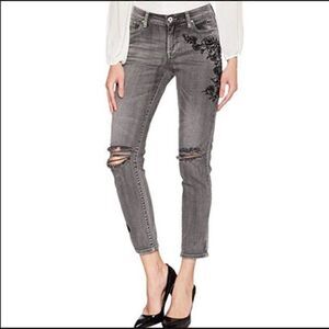 Jessica Simpson Gray Mika Best Friend Distressed  Jeans Sz 30